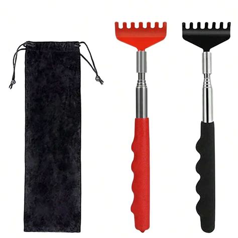 3 Packs Black And Red Telescopic Back Scratcher Portable Extendable