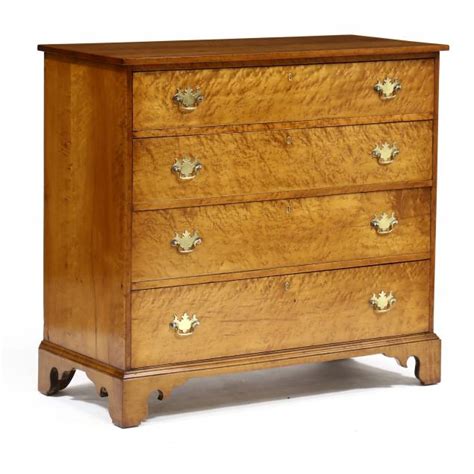 New England Chippendale Birds Eye Maple Chest Of Drawers Lot