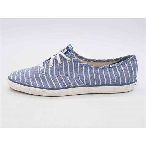 Keds Champion Sneakers Womens 11 Blue Canvas Striped Gem