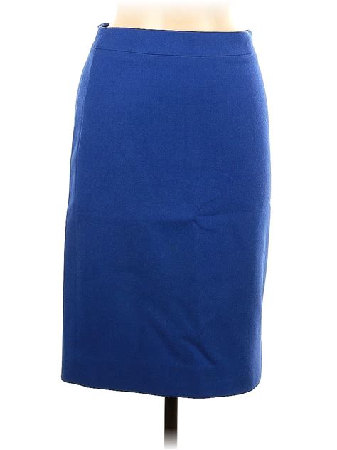 J Crew 100 Wool Solid Sapphire Blue Casual Skirt Size 0 77 Off