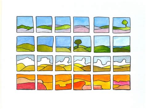 colourful landscape series grid style etsy