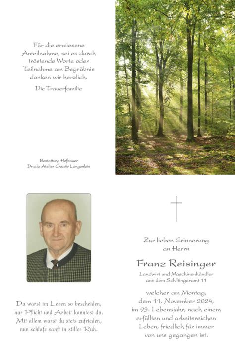 Reisinger Franz Bestattung Hofbauer