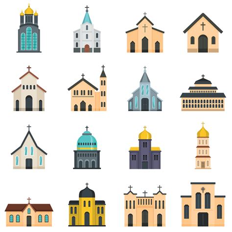 Church building icons set vector isolated 8790724 Vector Art at Vecteezy