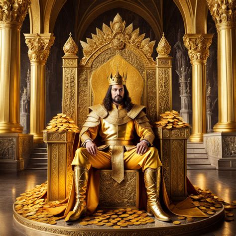 A king facing forward wearing golden medieval king clothes s... by ...