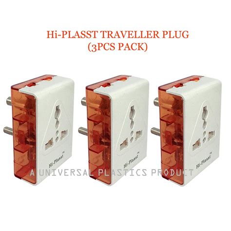 Buy Hi Plasst 3pcs 3 Pin Traveller Universal Socket Indian Plug Type