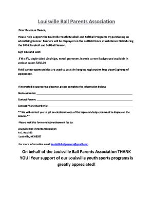 Fillable Online Louisville Ball Parents Association Fax Email Print