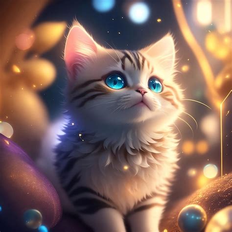 Premium Ai Image Cute Kitten Pastel Fantasy Generative Ai