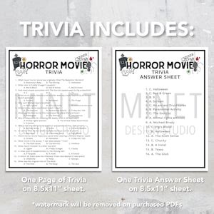 Horror Movie Trivia Horror Movie Trivia Game Printable Movie Trivia ...