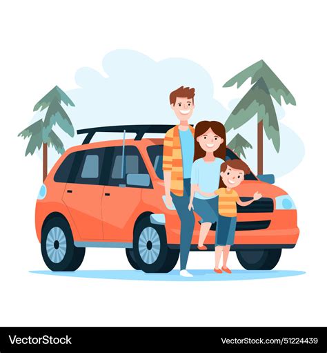 Family road trip concept cartoon parents child Vector Image