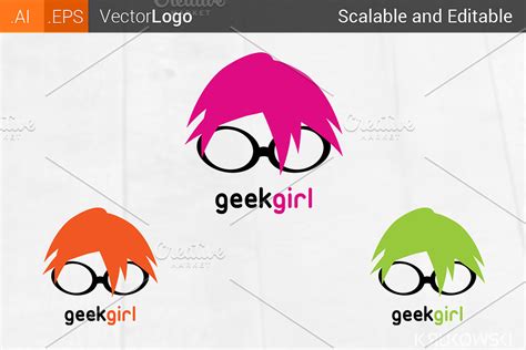 Geek Girl Logo Creative Logo Templates Creative Market