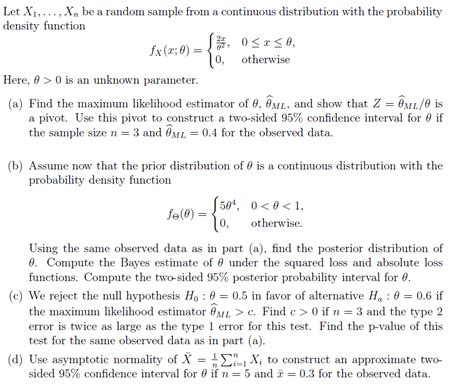 Solved Let X1 Xn Be A Random Sample From A Continuous Chegg