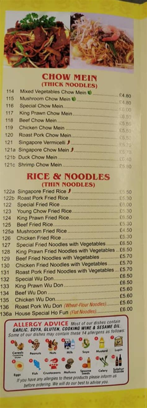 The Golden Lion Chinese Restaurant And Takeaway Cullomptons Full Menu Online