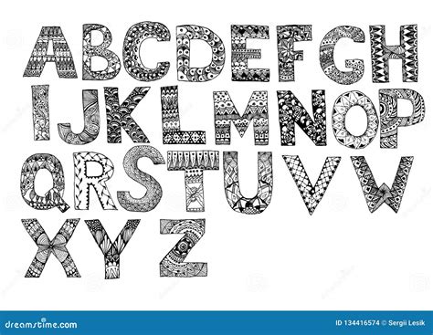 Hand Drawn Artistic Letters Set Handdrawn Doodle Alphabet Unique