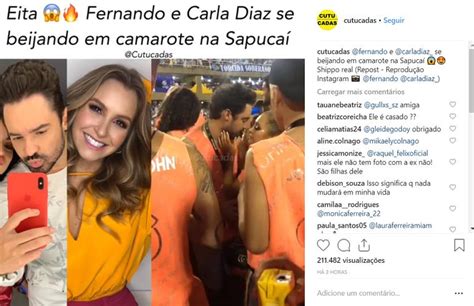 Carla Diaz troca beijos sertanejo Fernando em camarote na Sapucaí