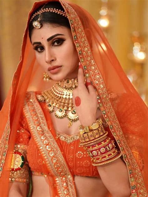 Mouni Roy Looks Regal In An Orange Lehenga