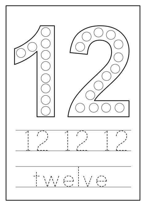 Learning Numbers For Kids Number Twelve Math Worksheet 9826997