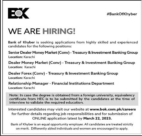 The Bank Of Khyber BOK Karachi Jobs 2023 2024 Job Advertisement Pakistan