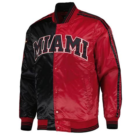 Starter Varsity Satin Miami Heat Fast Break Black and Red Jacket ...