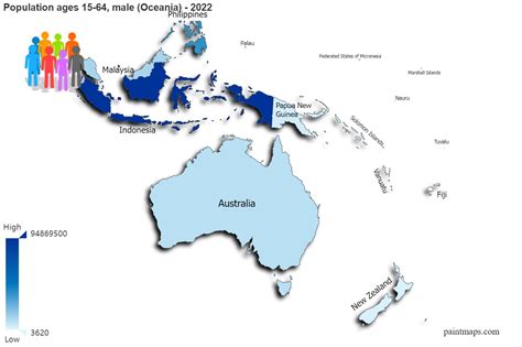 Poblacion Entre Y Anos De Edad Hombres En Oceania Mapa