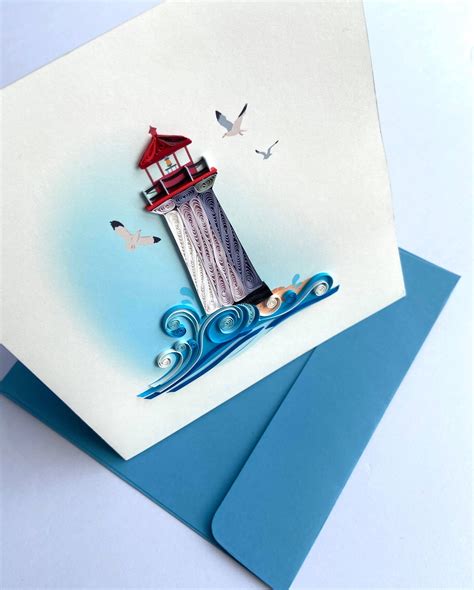 Lighthouse Quilling Card Art Paper Greeting Card Quilling Etsy