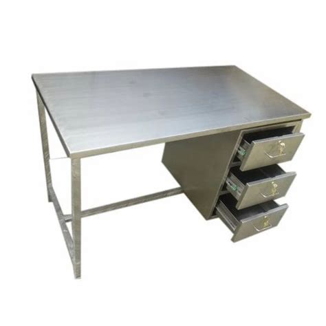 Polished Rectangular Stainless Steel Table With Drawers For Home At Rs