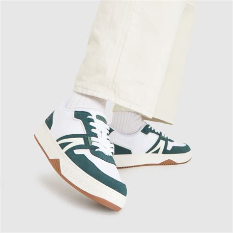 Mens White And Green Lacoste L001 Trainers Schuh