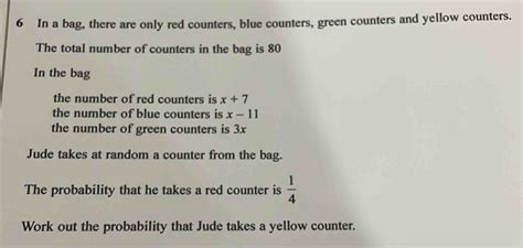 Solved In A Bag There Are Only Red Counters Blue Counters Green