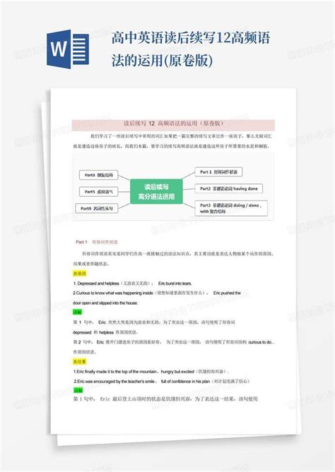 高中英语读后续写12高频语法的运用原卷版word模板下载编号qogzwjao熊猫办公