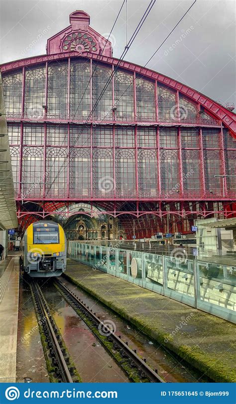 Antwerp Belgium Anno The Train Is Waiting At The Platform For