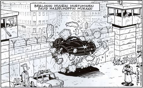 This Cartoon Shows A Car Running Though The Berlin Wall Cartoon