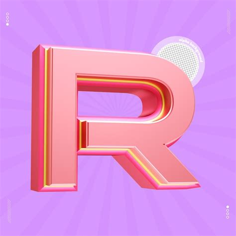 Premium Psd D Render Letter R Font Pink