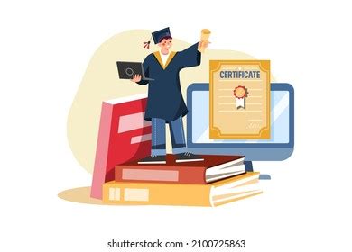 Students Studying Online Degree Program Illustration Stock Vector ...