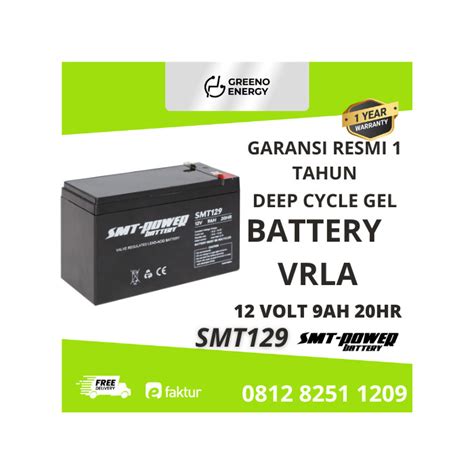 Jual BATTERY SMT POWER 12V 9AH Baterai Aki Kering UPS VRLA SMT129