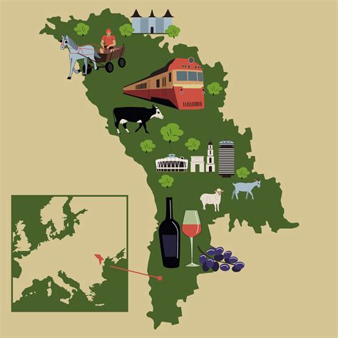 Moldova map with its culture and features displayed. vector – Free