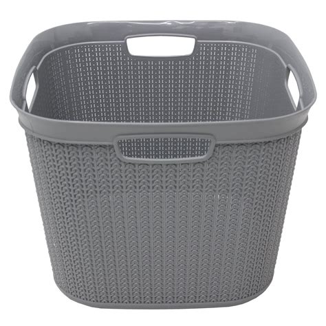 Jvl Knit Design Loop Plastic Square Linen Washing Basket With Handles