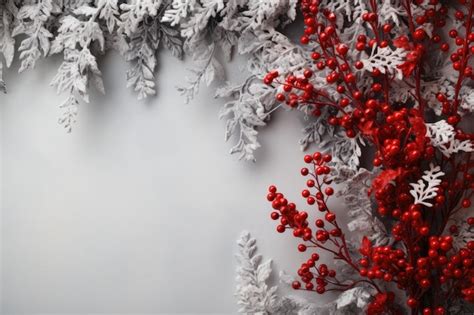 Premium AI Image | Red and White Christmas Decoration with Snowflakes