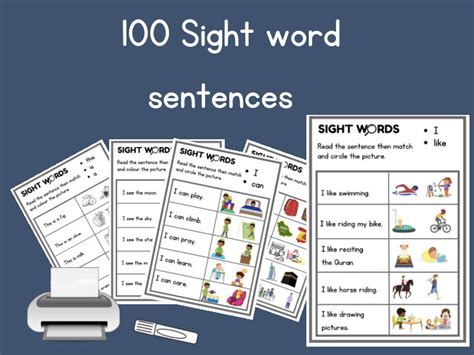 5 Sets Of 20 Sentence Sight Words Teaching Resources