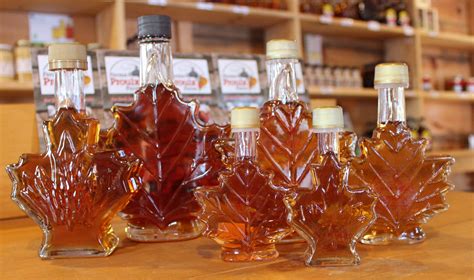 Maple Syrup Maple Leaf Shaped Glass Bottle Proulx Farm Shop