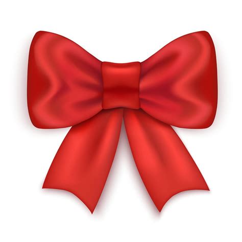 Bright Red Satin Bow With Ribbons Festive Decoration Isolated On A