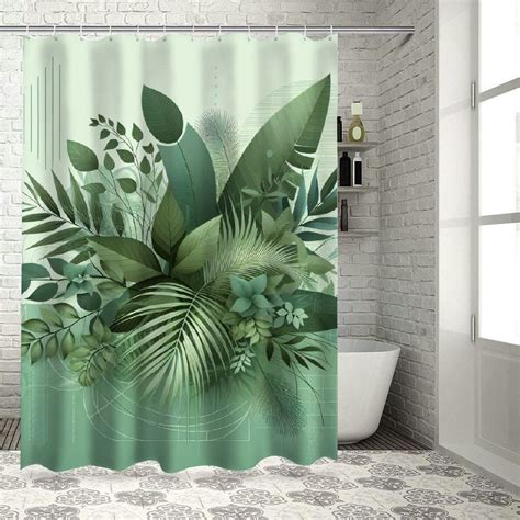 Lzatpd Shower Curtain Tones Abstract Exotic Leaves And Flowers With