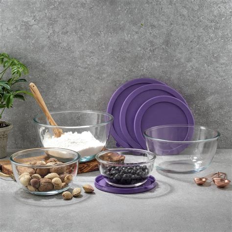 JoyJolt 4 Large Glass Mixing Bowls With Lids - Purple - 1446 requests ...