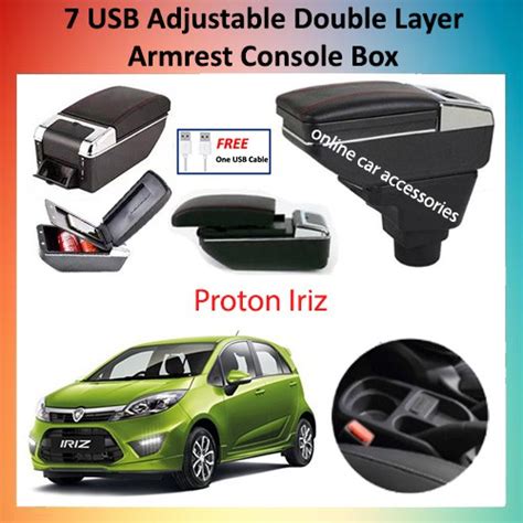 Proton Iriz Arm Rest 7 USB Adjustable 2 Layer 7 USB Car Armrest Console