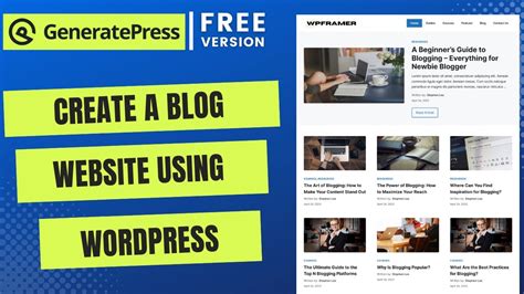 How To Create A Blog Website Using Wordpress Generatepress Free Theme