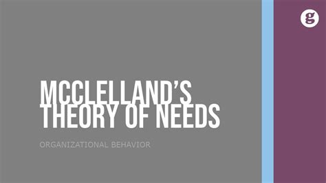 McClelland S Theory Of Needs YouTube