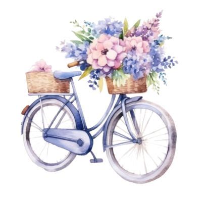 Linda Bicicleta Em Aquarela Primavera Flores 17340391 PNG In 2024