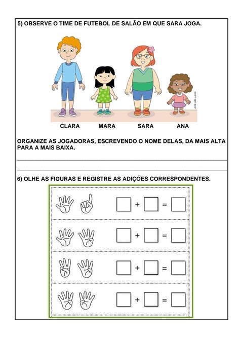 Matemática 1º ano Atividade de matemática para trabalhar no 1º ano do