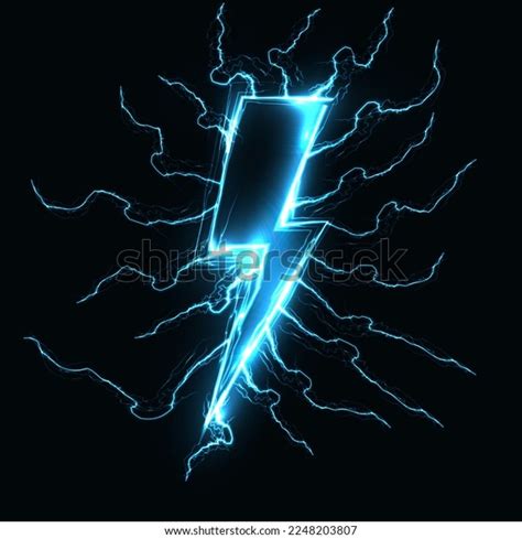 Blue Power Symbol Electric Glow Realistic Stock Vector (Royalty Free ...