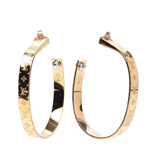 Louis Vuitton Nanogram Hoop Earrings Gold 557974 Fashionphile