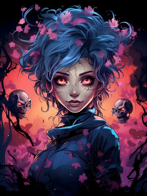 Premium Photo Cute Halloween Zombie Girl Generative AI