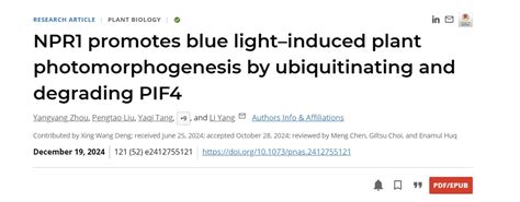 Pnas 北京大学邓兴旺团队与中国农业大学合作揭示水杨酸信号参与植物光形态建成调控的新机制 生物通